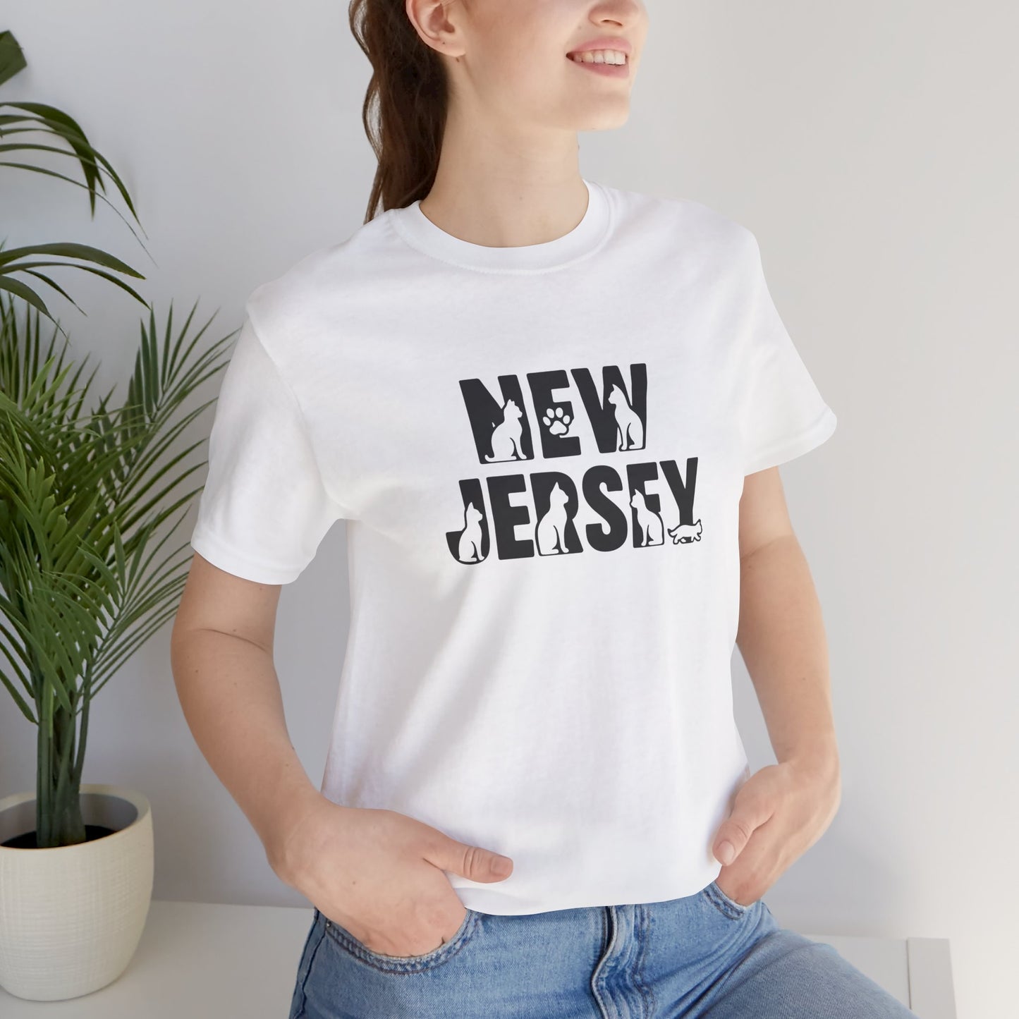 New Jersey cat letters Unisex Jersey Short Sleeve Tee