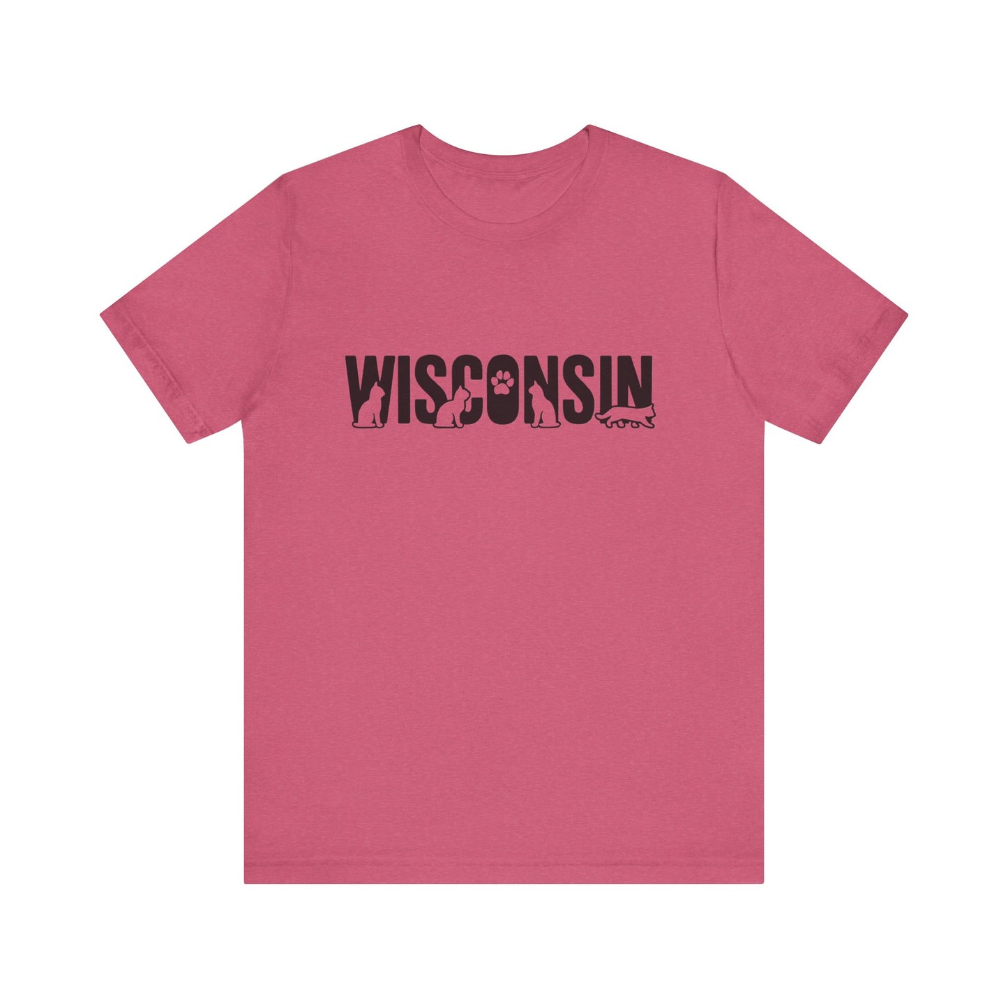 Wisconsin cat letters Unisex Jersey Short Sleeve Tee