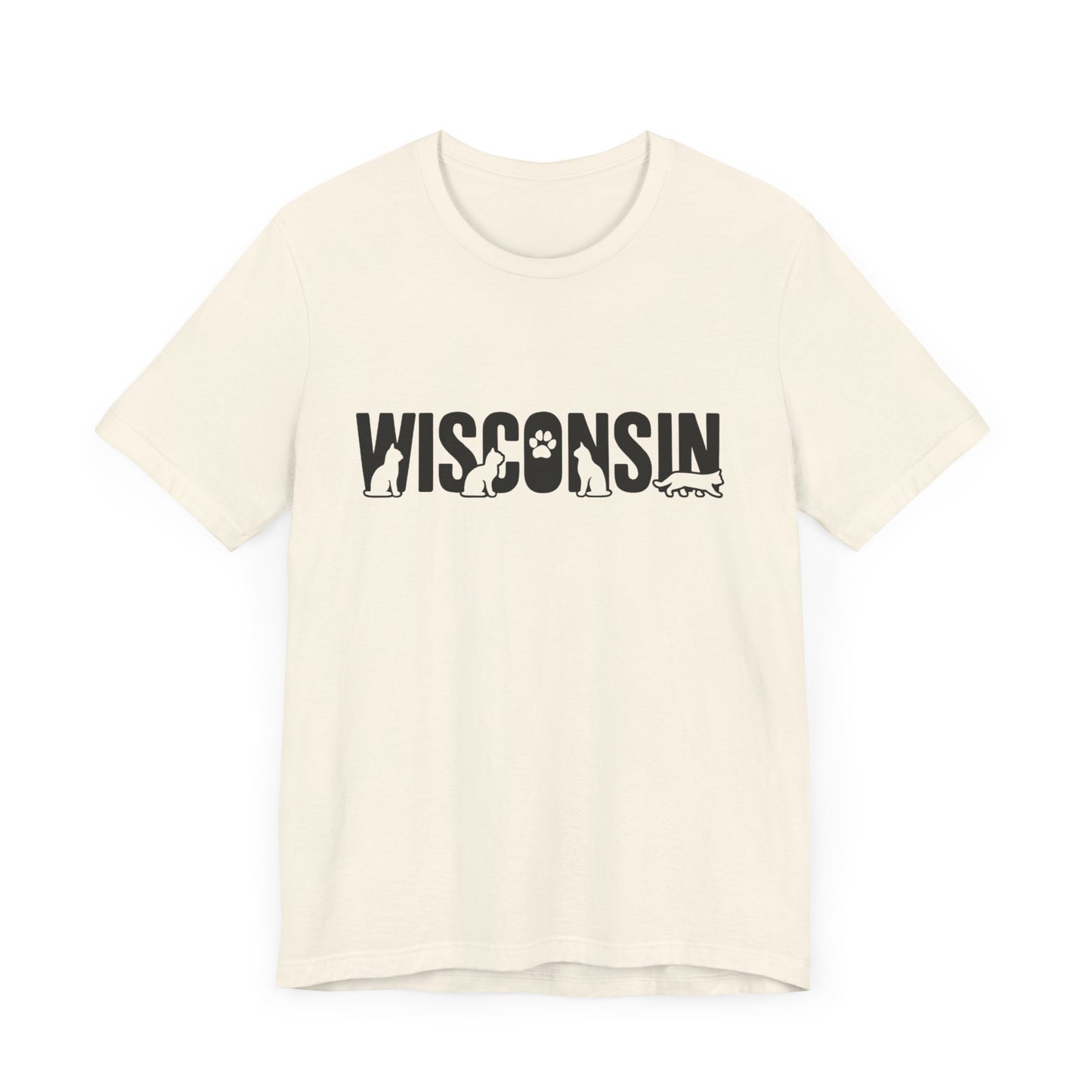 Wisconsin cat letters Unisex Jersey Short Sleeve Tee