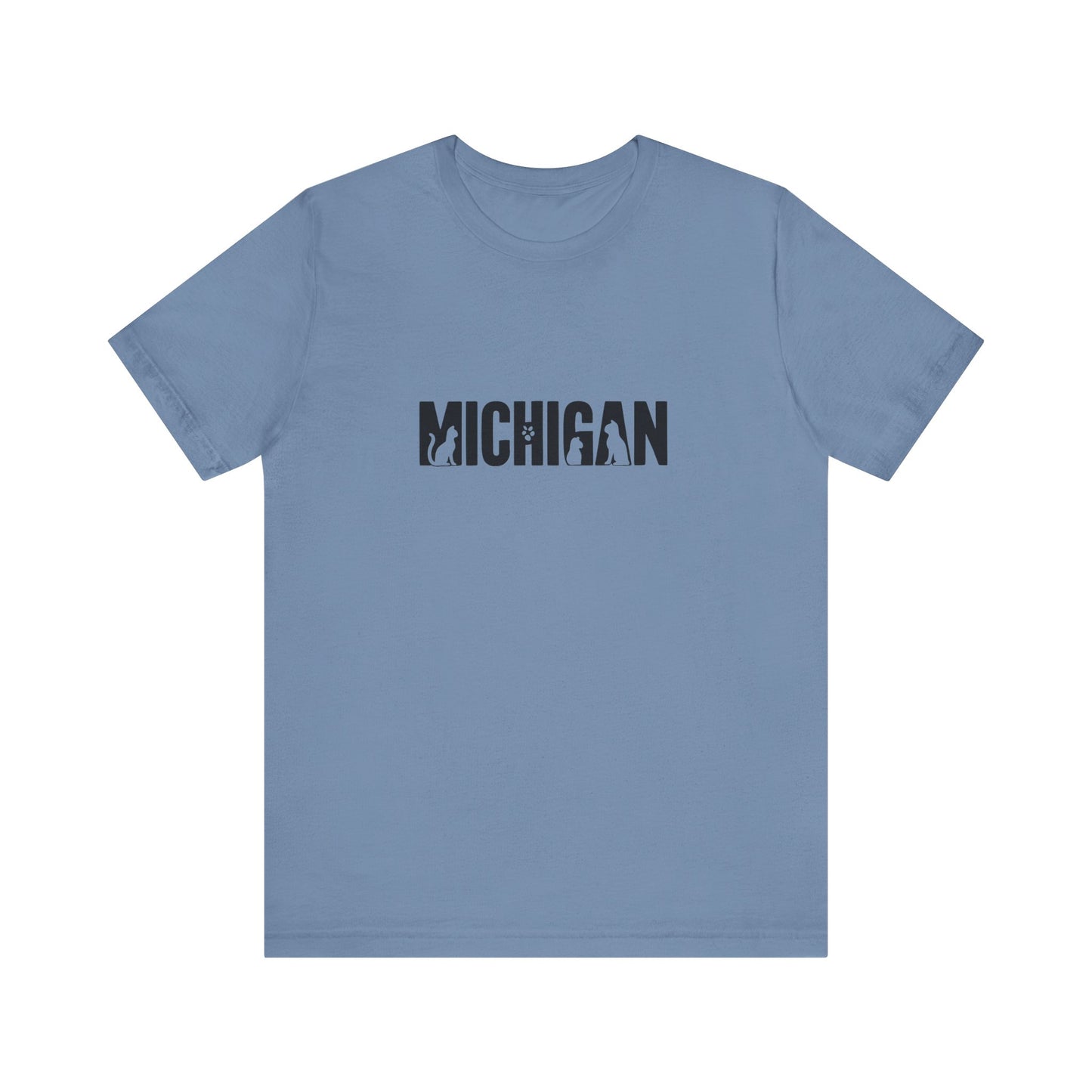Michigan cat letters Unisex Jersey Short Sleeve Tee