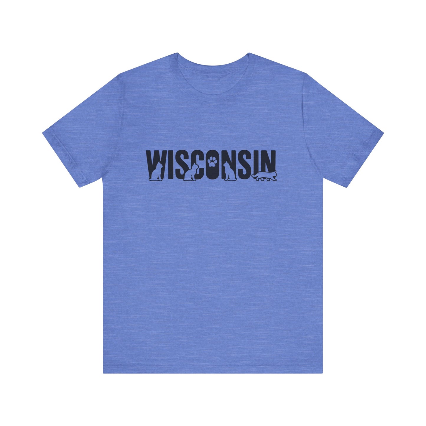 Wisconsin cat letters Unisex Jersey Short Sleeve Tee