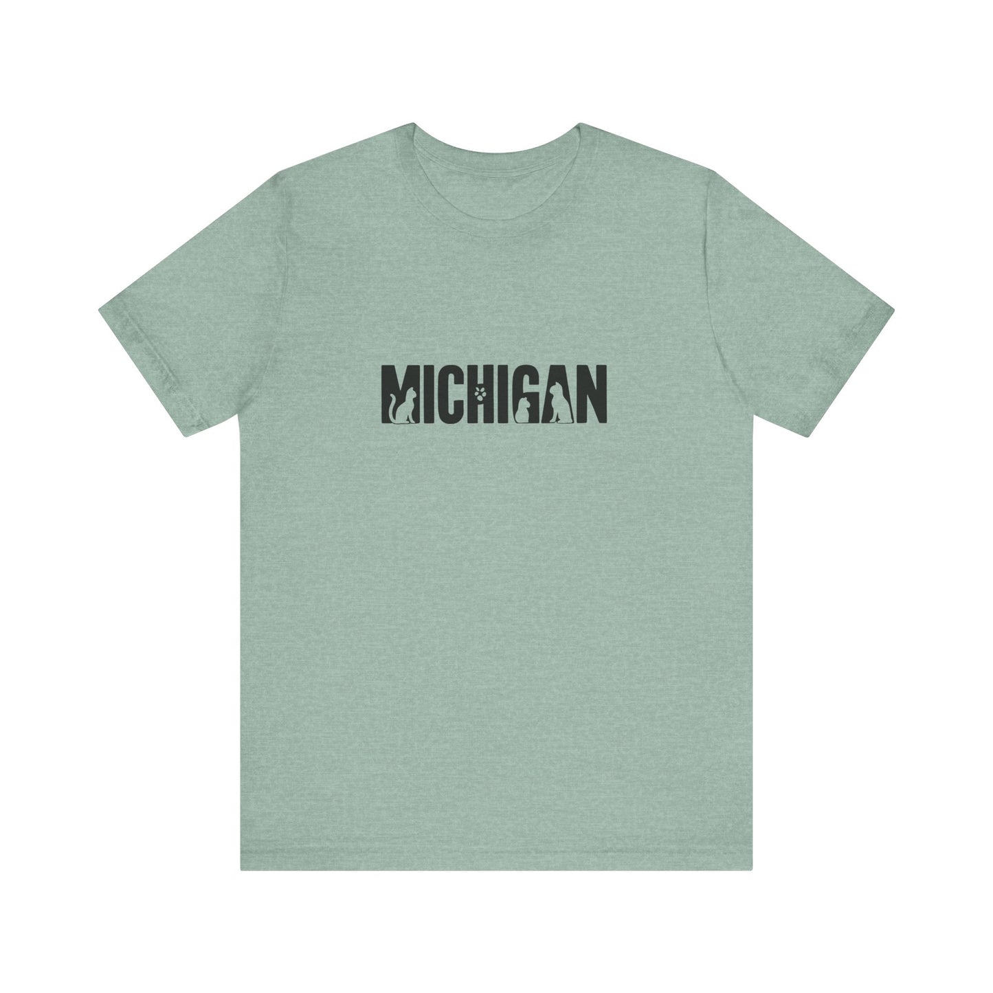 Michigan cat letters Unisex Jersey Short Sleeve Tee