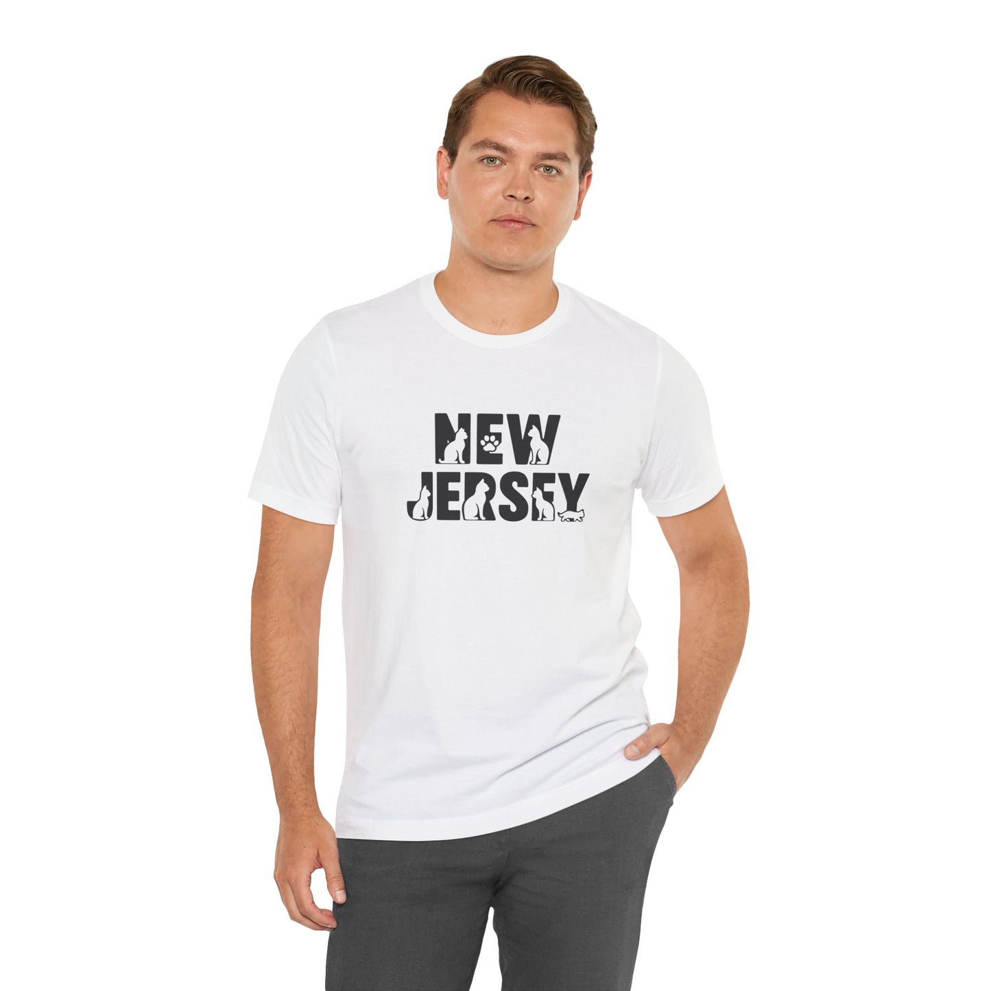 New Jersey cat letters Unisex Jersey Short Sleeve Tee