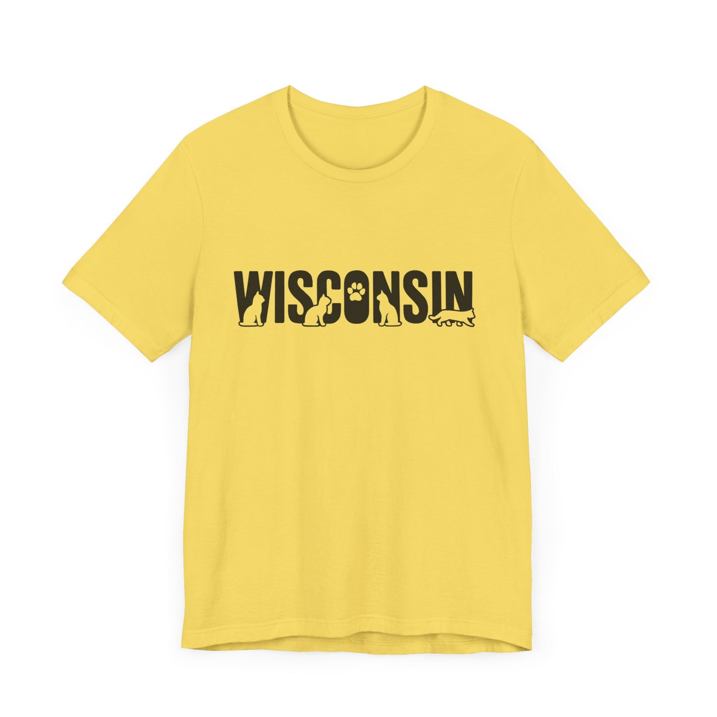 Wisconsin cat letters Unisex Jersey Short Sleeve Tee