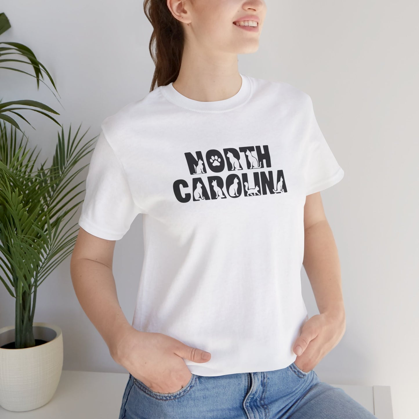 North Carolina cat letters Unisex Jersey Short Sleeve Tee
