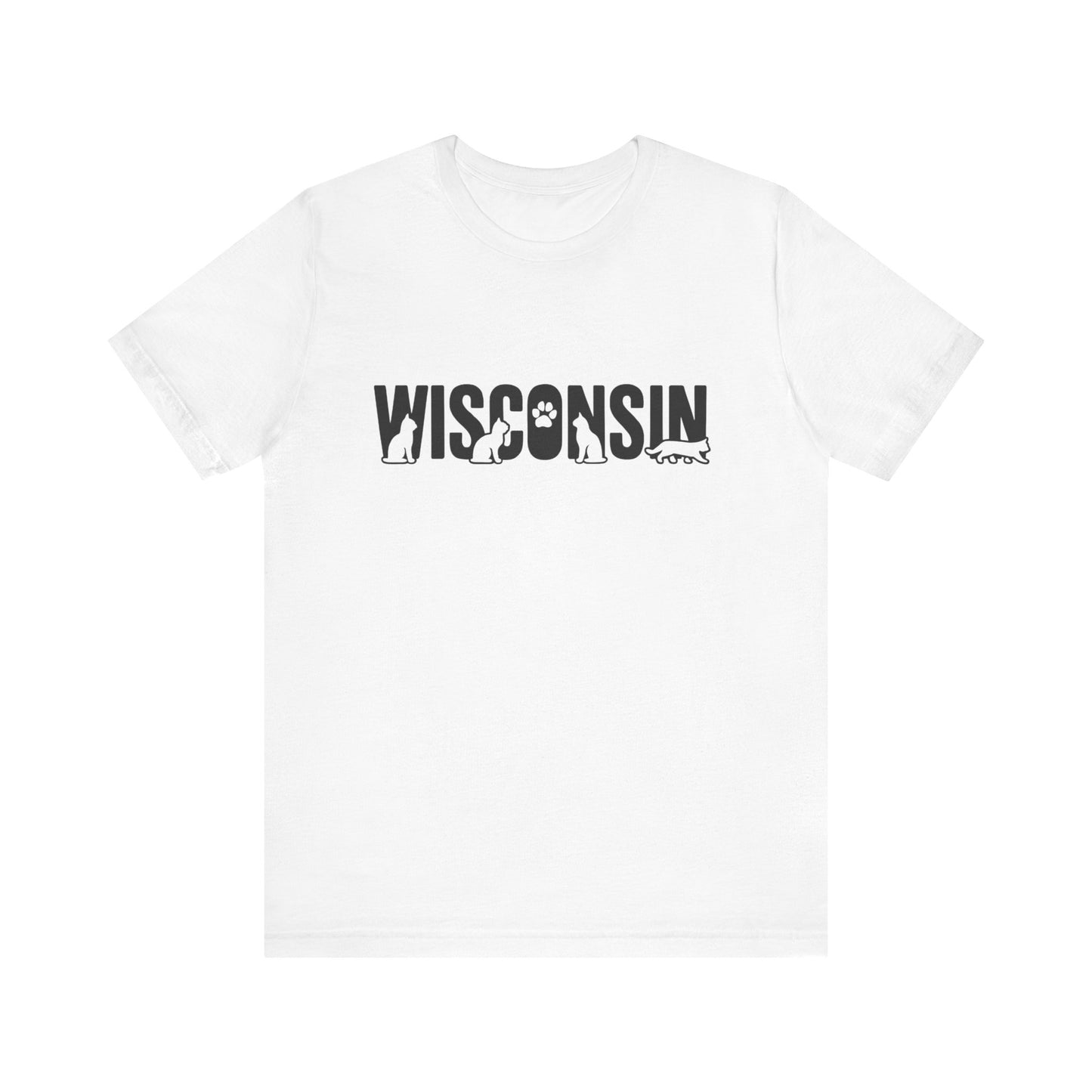 Wisconsin cat letters Unisex Jersey Short Sleeve Tee