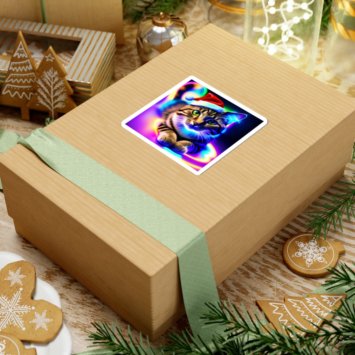 Christmas cat a284 - Laptop Decal