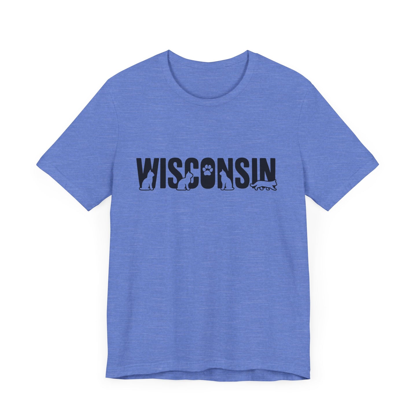 Wisconsin cat letters Unisex Jersey Short Sleeve Tee