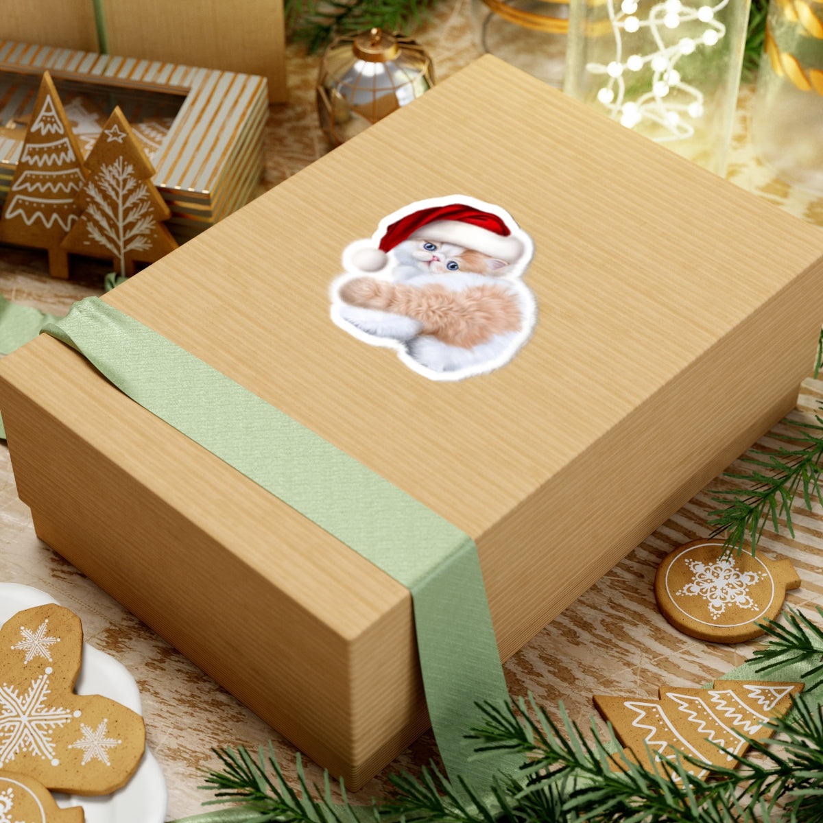 Christmas cat a594 - Laptop Decal