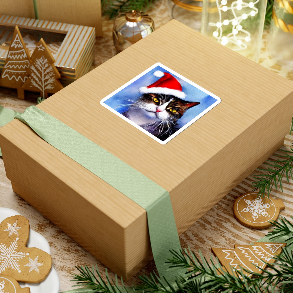 Christmas cat a627 - Laptop Decal