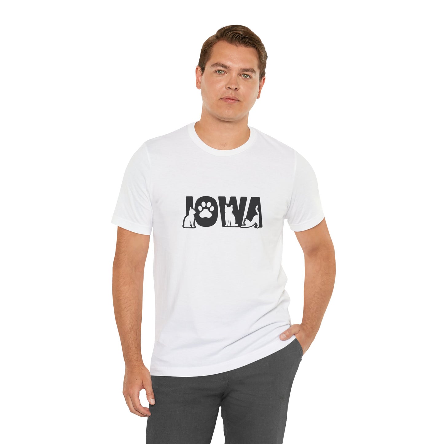 Iowa cat letters Unisex Jersey Short Sleeve Tee