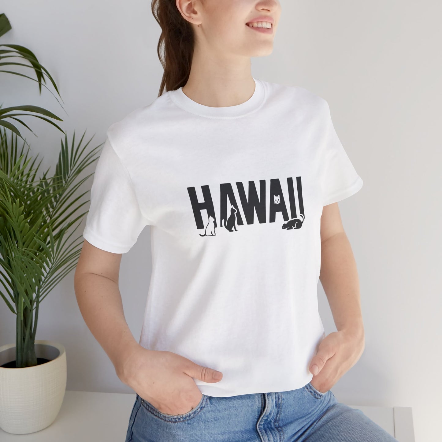 Hawaii cat letters Unisex Jersey Short Sleeve Tee
