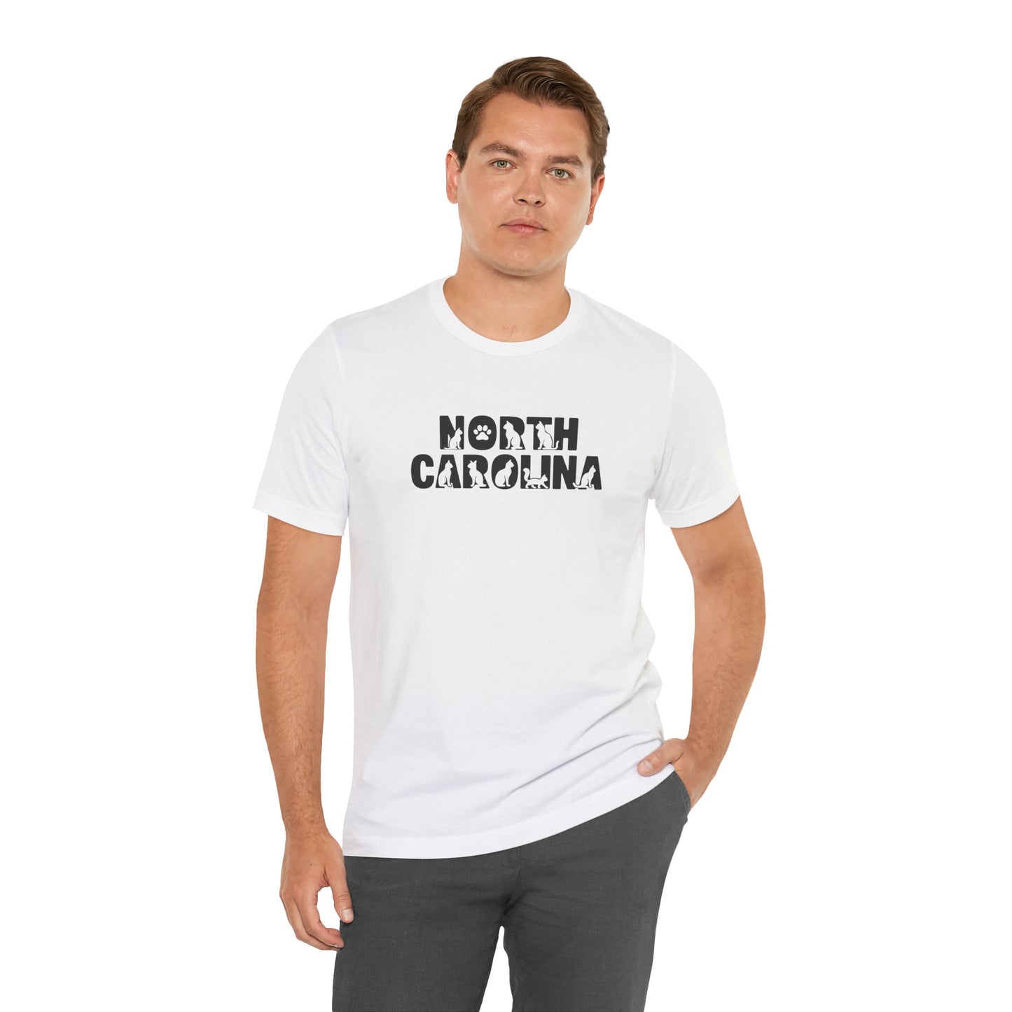North Carolina cat letters Unisex Jersey Short Sleeve Tee