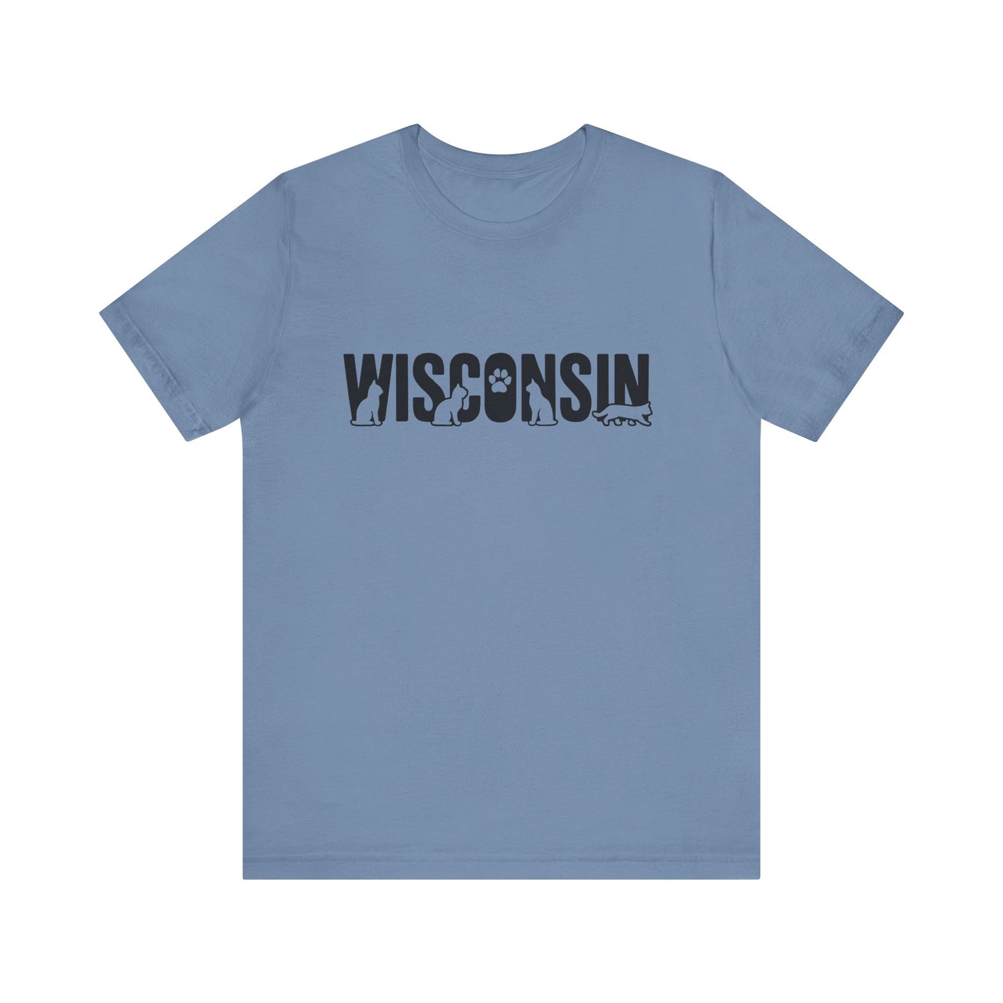 Wisconsin cat letters Unisex Jersey Short Sleeve Tee