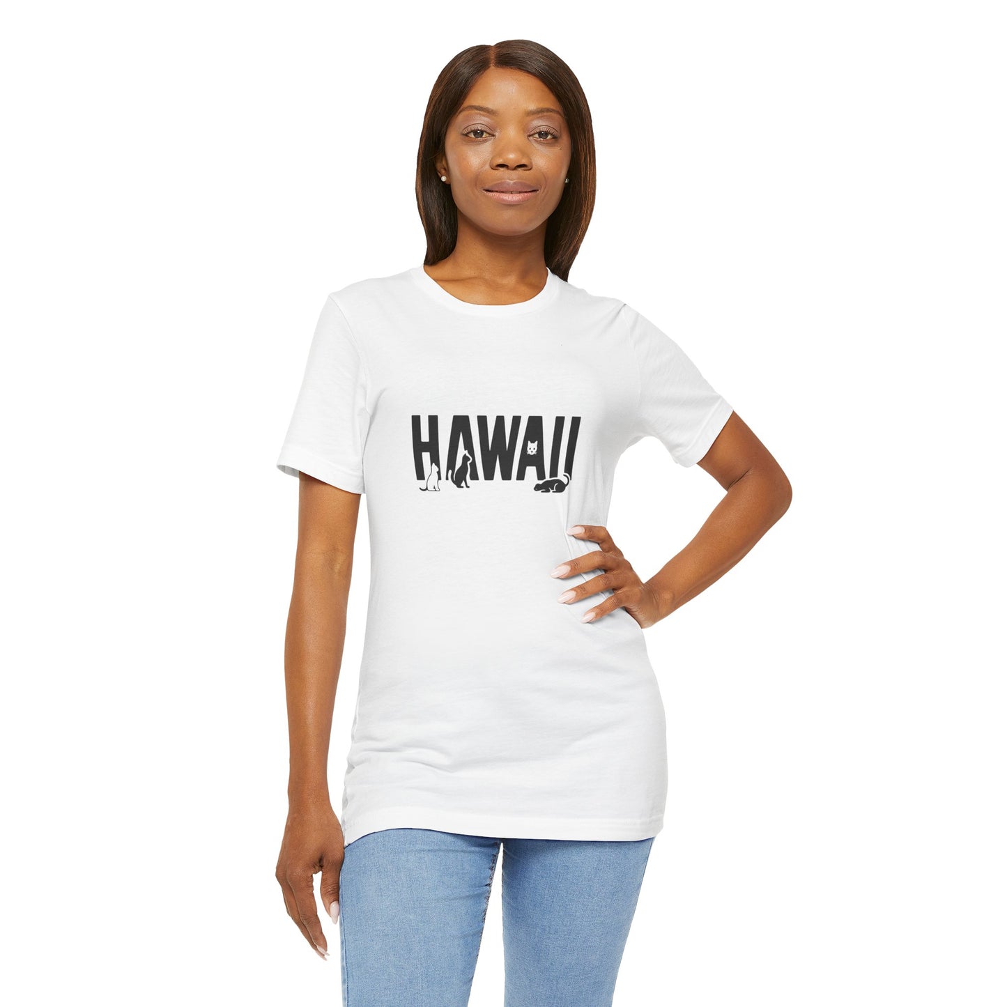 Hawaii cat letters Unisex Jersey Short Sleeve Tee