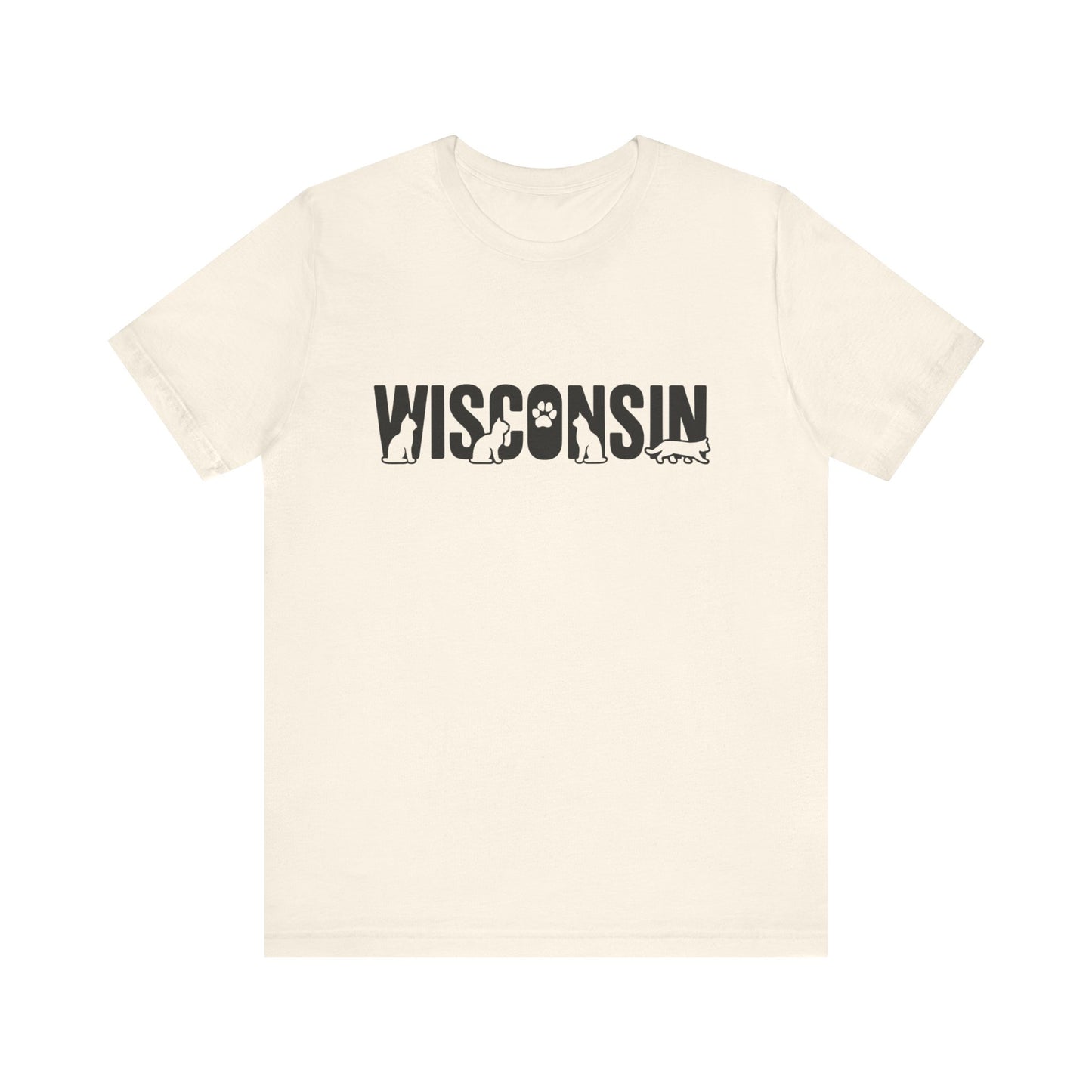 Wisconsin cat letters Unisex Jersey Short Sleeve Tee