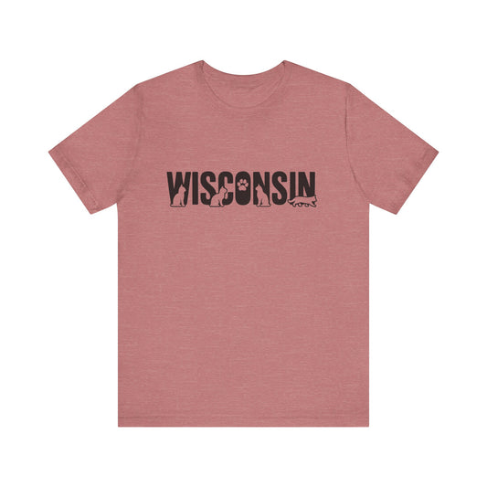 Wisconsin cat letters Unisex Jersey Short Sleeve Tee
