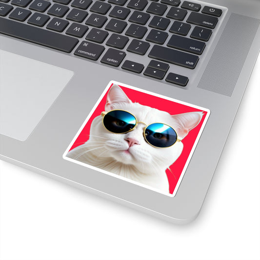 Happy cat a25 Bright Pink - Funny Laptop Decal