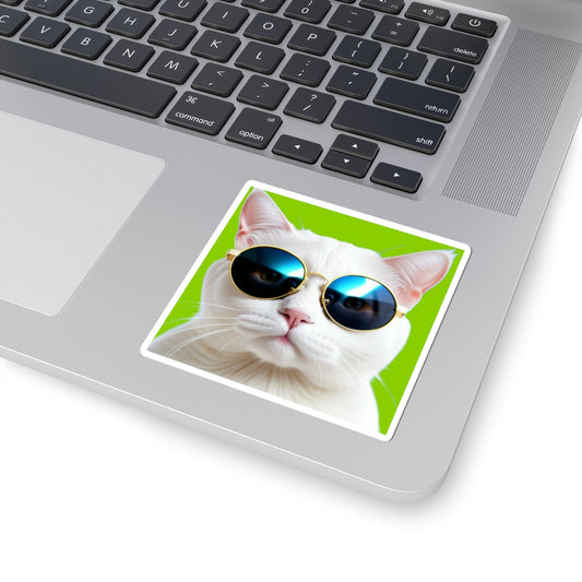 Happy cat a25 Green - Funny Laptop Decal