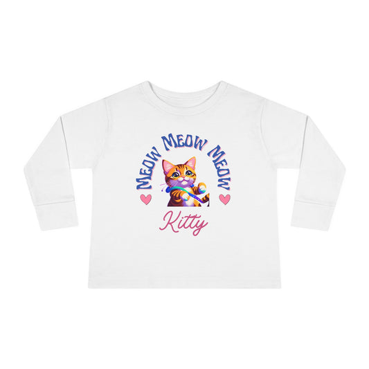 Meow Meow Toddler Long Sleeve Tee