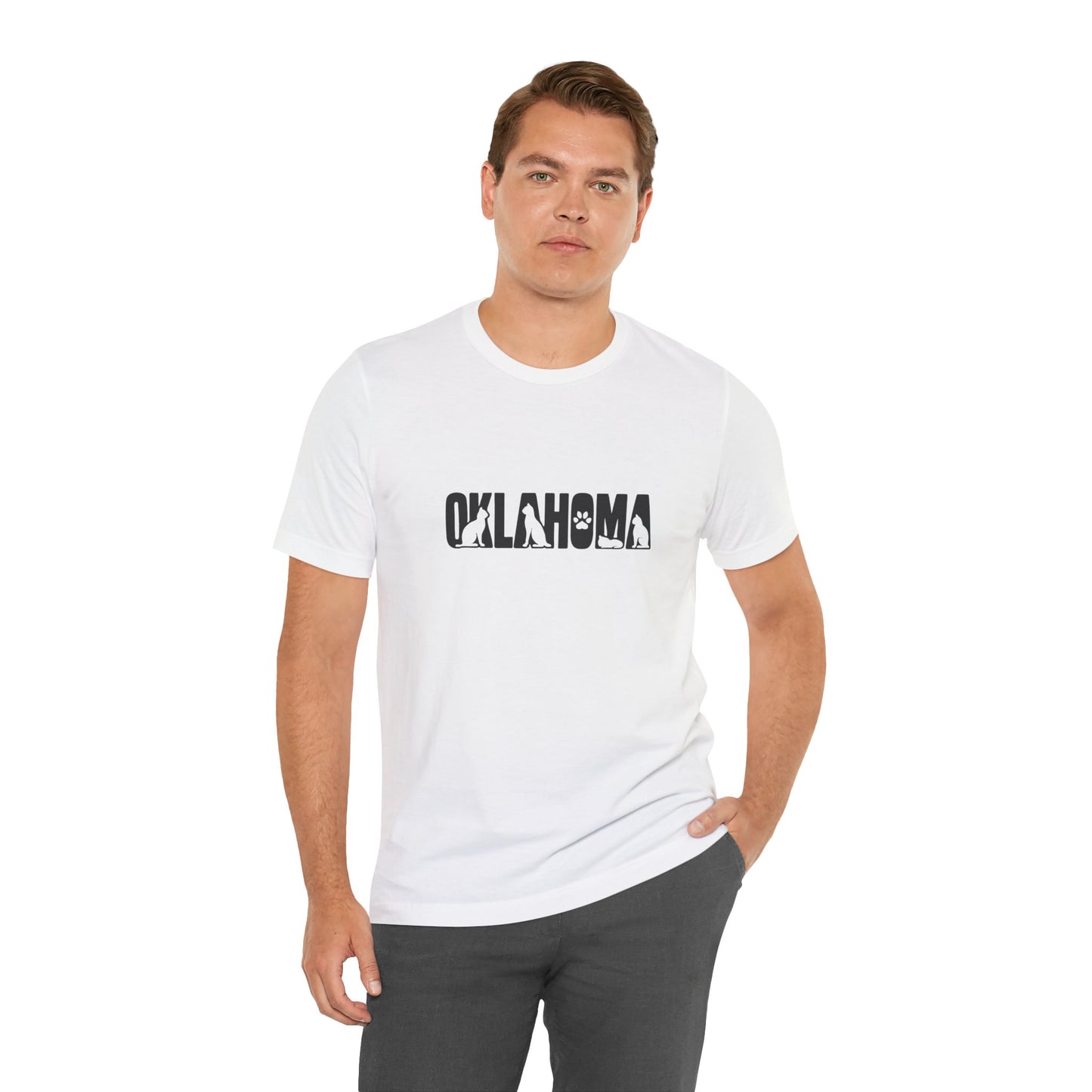 Oklahoma cat letters Unisex Jersey Short Sleeve Tee