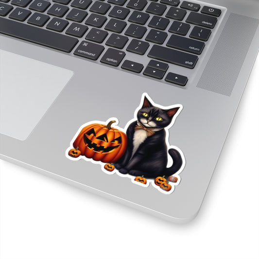 Cat in Bow Tie Halloween - Laptop Decal