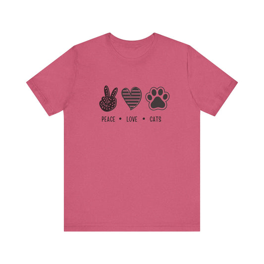 3 - Peace Love Cats Unisex Jersey Short Sleeve Tee