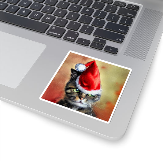 Christmas cat a578 - Laptop Decal