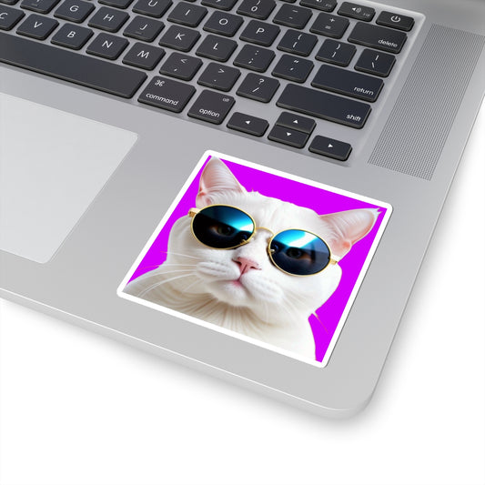 Happy cat a25 Purple - Funny Laptop Decal