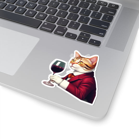 Sophisticated Cat Wine - Laptop Decal