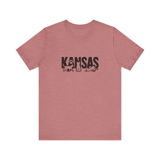 Kansas cat letters Unisex Jersey Short Sleeve Tee