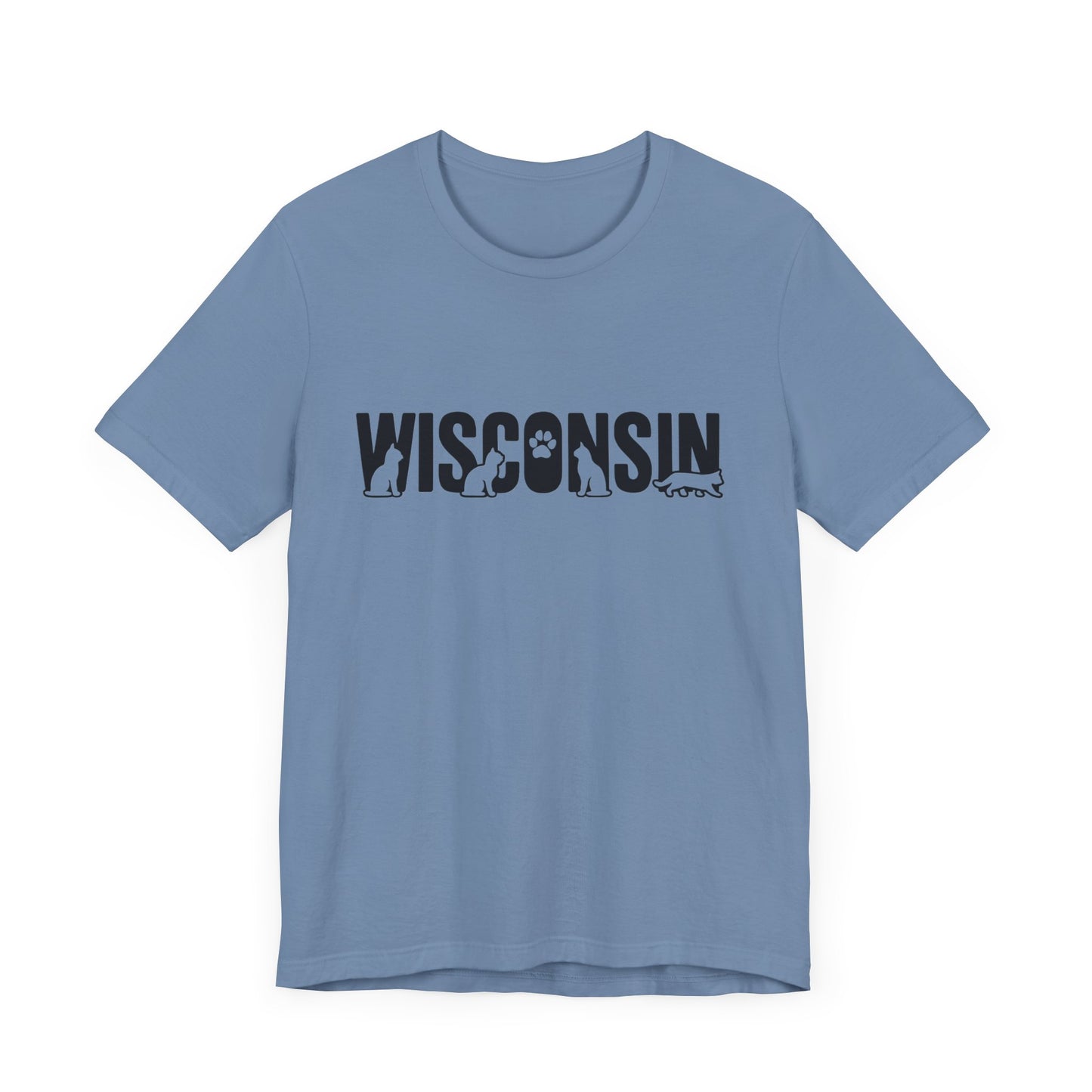 Wisconsin cat letters Unisex Jersey Short Sleeve Tee