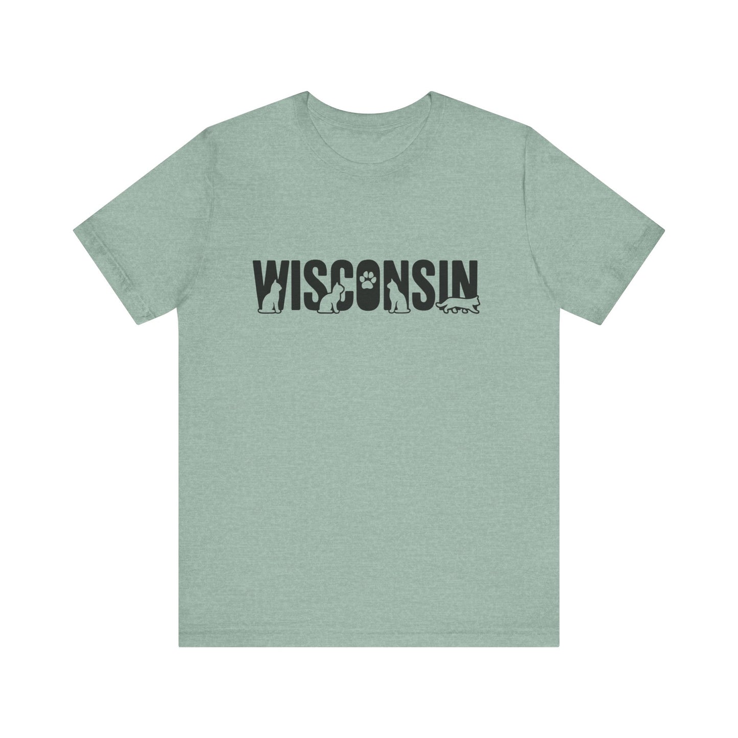 Wisconsin cat letters Unisex Jersey Short Sleeve Tee