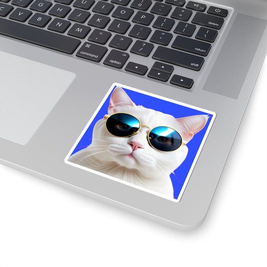 Happy cat a25 Blue - Funny Laptop Decal