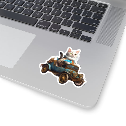 Vintage Cat Car - Laptop Decal