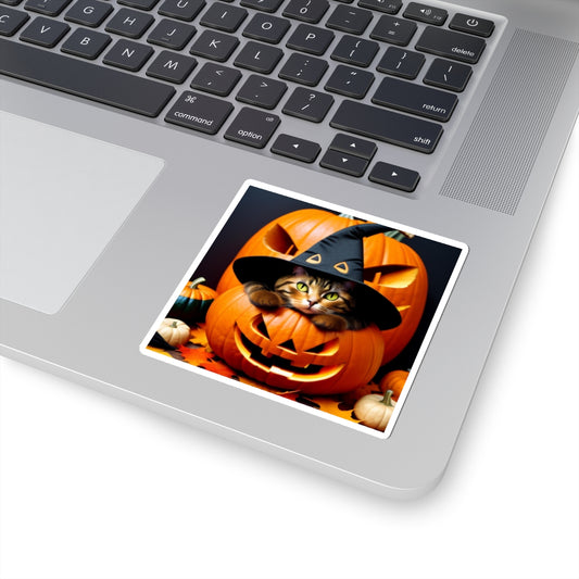 Kitten Witch in Pumpkin - Laptop Decal