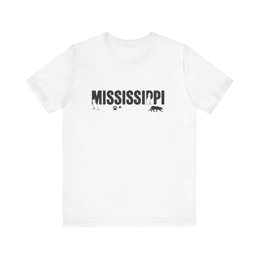 Mississippi cat letters Unisex Jersey Short Sleeve Tee