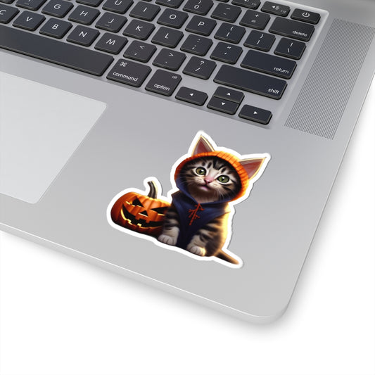 Kitten Trick or Treat Boy - Laptop Decal
