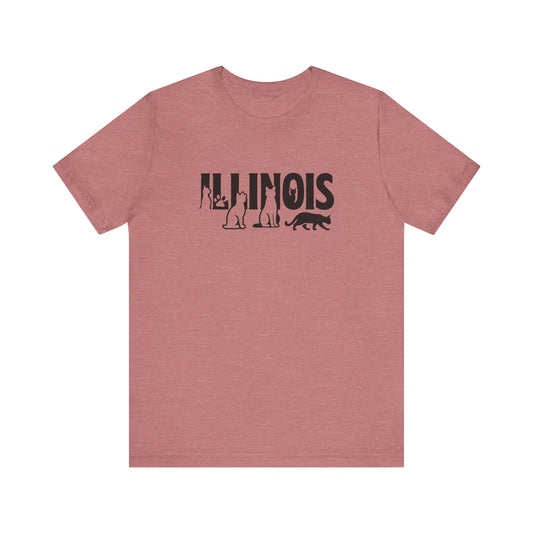 Illinois Cat Letters Unisex Jersey Short Sleeve Tee